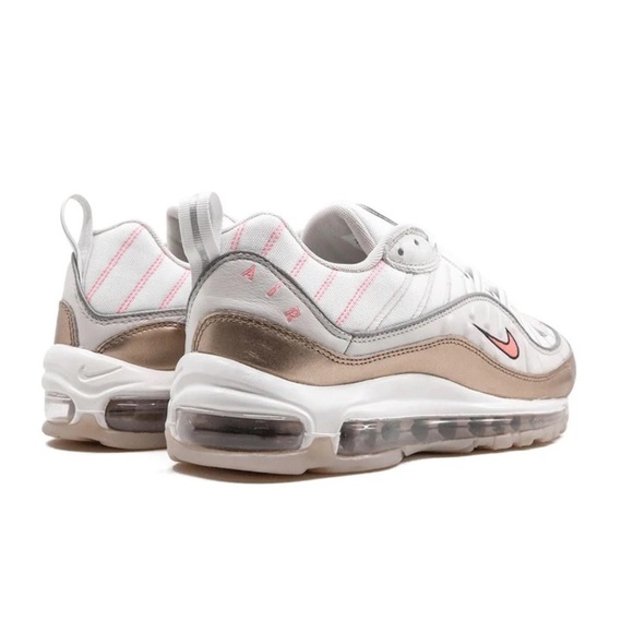 NEW Nike Air Max 98 "Rose Gold" sneakers pink and white leather metallic shoes - Picture 10 of 13